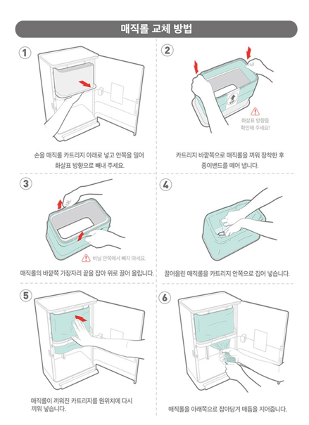 매직캔 히포 27L 전용 리필 봉투 교체 방법